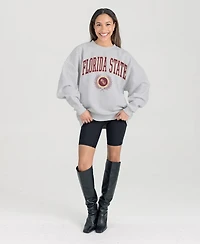 Gameday Couture Women's Ash Florida State Seminoles Oversized Tradition Refined Premium Fleece Sweatshirt