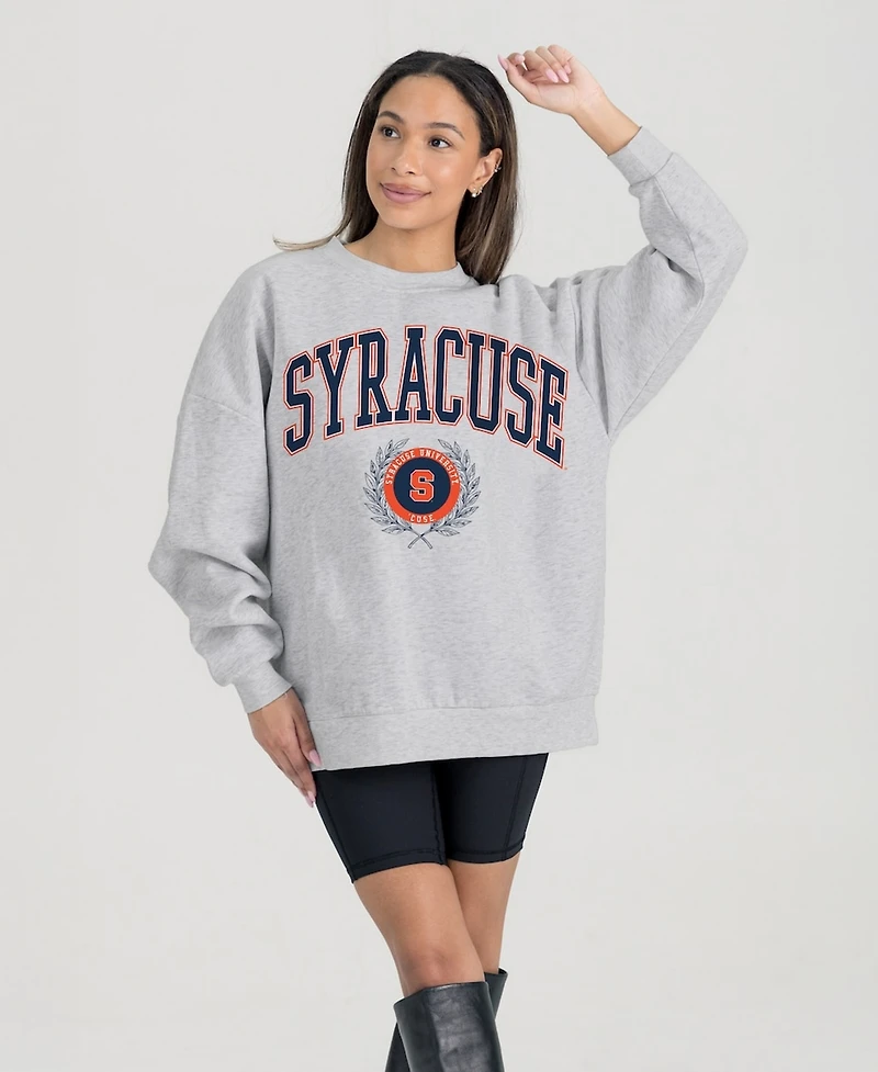 Gameday Couture Women's Ash Syracuse Orange Oversized Tradition Refined Premium Fleece Sweatshirt