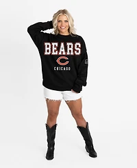 Gameday Couture Women's Black Chicago Bears Oversized Level Up Label Premium Fleece Sweatshirt