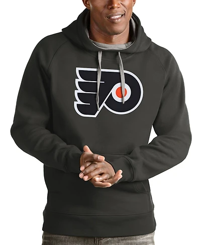 Antigua Men's Charcoal Philadelphia Flyers Logo Victory Pullover Hoodie