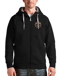 Antigua Men's Black Denver Nuggets Logo Victory Full-Zip Hoodie