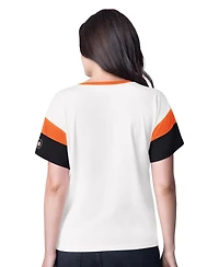 G-iii 4Her by Carl Banks Women's White Philadelphia Flyers Rink Oversized Rhinestone V-Neck T-Shirt