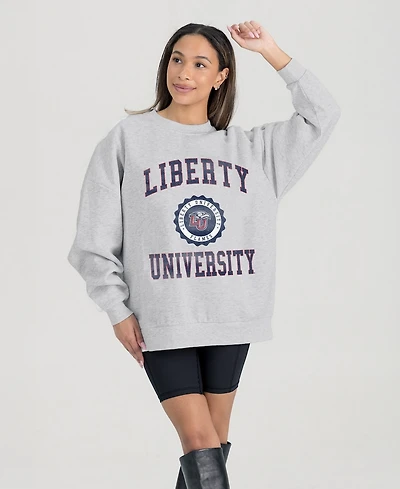 Gameday Couture Women's Steel Liberty Flames Oversized Good Vibes Premium Fleece Drop Shoulder Pullover Sweatshirt