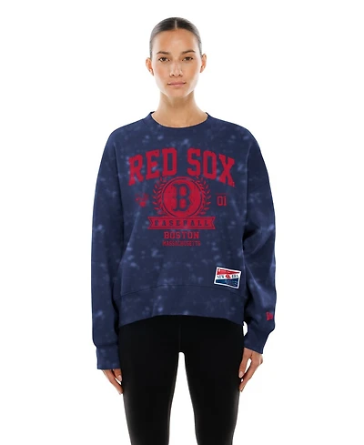 New Era Women's Navy Boston Red Sox Throwback Oversized Boxy Sweatshirt