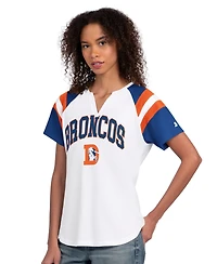 Starter Women's White Denver Broncos Game On Notch Neck T-Shirt