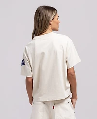 Mitchell & Ness Women's Cream New York Mets Cooperstown Yacht Rock Boxy Cropped T-Shirt