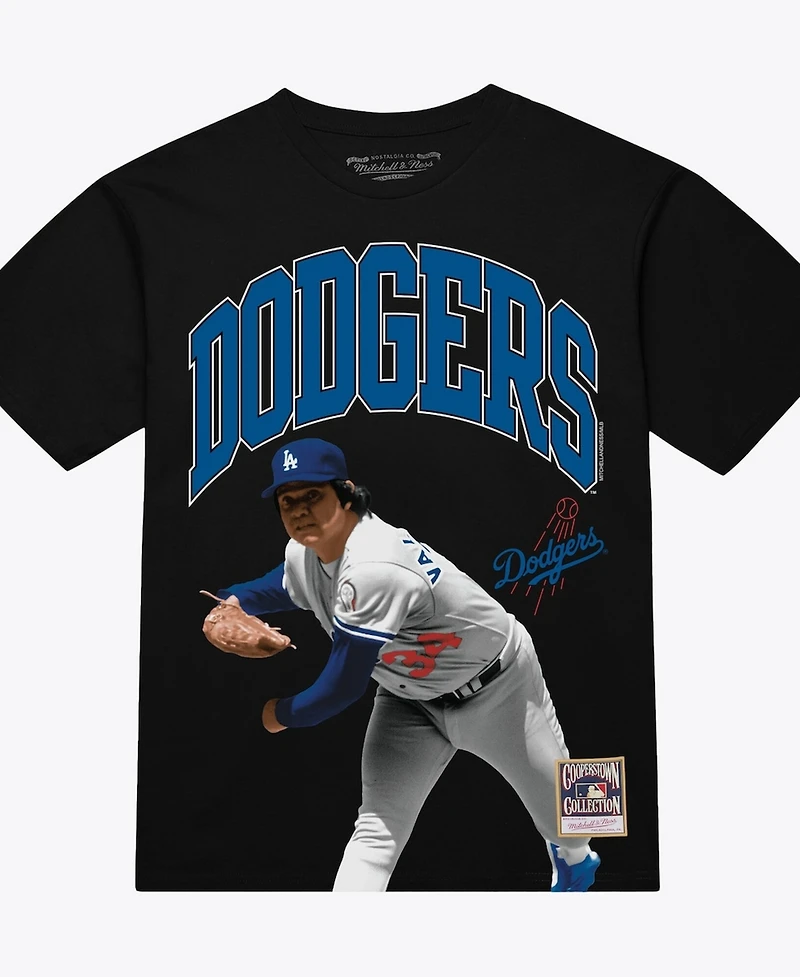 Mitchell & Ness Men's Fernando Valenzuela Black Los Angeles Dodgers Photo Arch Player Graphic T-Shirt