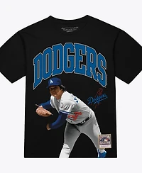 Mitchell & Ness Men's Fernando Valenzuela Black Los Angeles Dodgers Photo Arch Player Graphic T-Shirt
