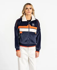 The Wild Collective Women's Navy Detroit Tigers Velvet Cord Full-Zip Jacket