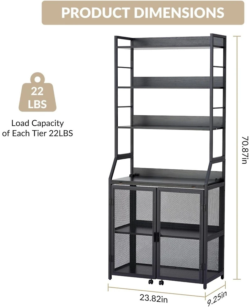 gaomon Industrial Bookshelf with Cabinet - Wooden Display Shelf and Metal Frame, Floorstanding Storage Shelving Unit for Bedroom, Living Room
