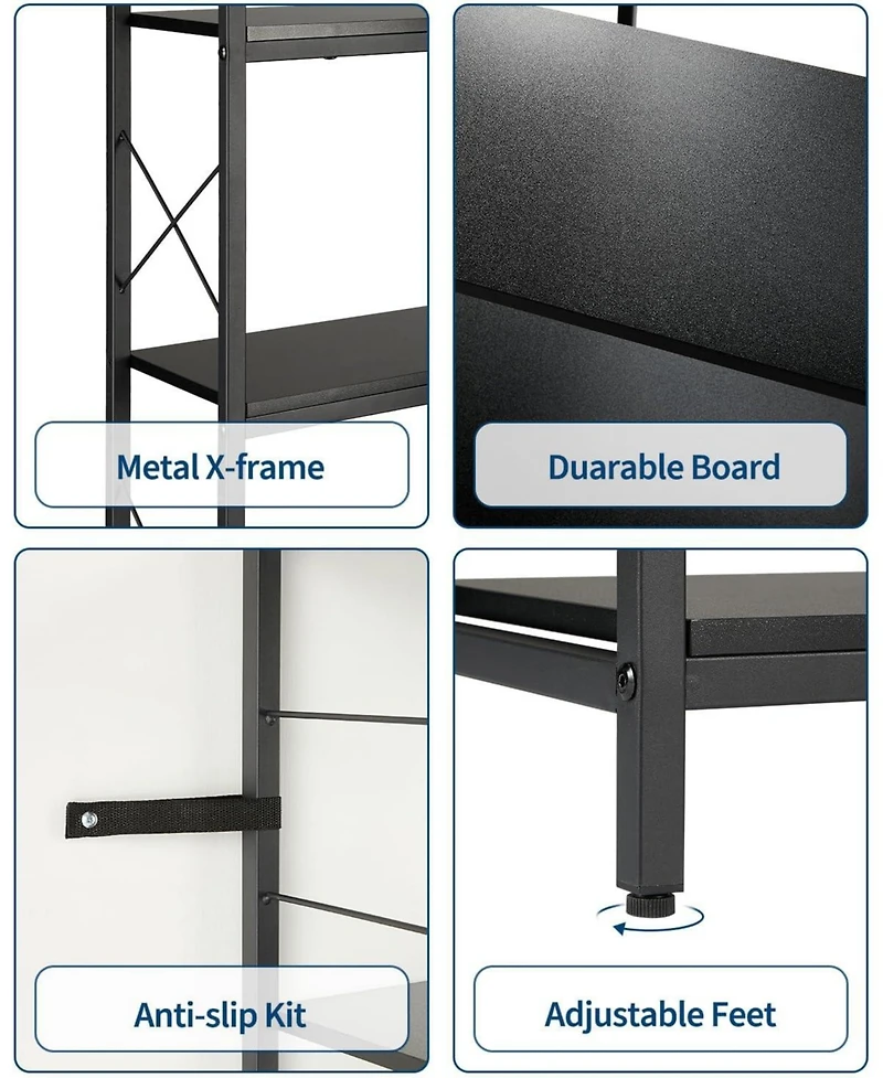gaomon 7 Tier Industrial Corner Bookshelf Wood and Metal Frame Large Bookcase, Freestanding Display Shelf for Living Room, Kitchen, Home Office
