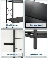 gaomon 7 Tier Industrial Corner Bookshelf Wood and Metal Frame Large Bookcase, Freestanding Display Shelf for Living Room, Kitchen, Home Office