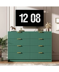 homfan Modern 8-Drawer Fluted Dresser, 54" Wide Chest with Metal Handles, Multifunctional Storage for Bedroom Living Room