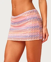 Edikted Women's Barbie Glow Sequin Knit Mini Skort