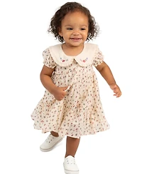 Rare Editions Baby Girls' Printed Ditsy Floral Cotton Voile Dress and Diaper Cover, 2-Piece Set