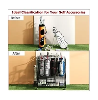 Xo Golf Bag Storage Rack with Wheels, Heavy Duty Golf Organizer for 4-5 Bags, Rolling Storage Cart for Garage Basement Golf Equipment