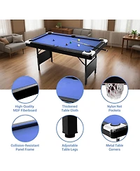 Xo Folding Pool Table, Portable Billiards Table Set with Accessories, Height Adjustable Compact Design for Home Game Room Basement