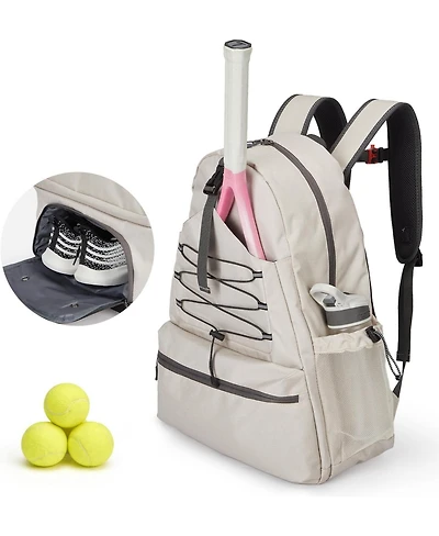 Xo Tennis Backpack, 2 Racket Storage with Shoe Compartment, Large Capacity Sports Bag for Tennis Pickleball Gear