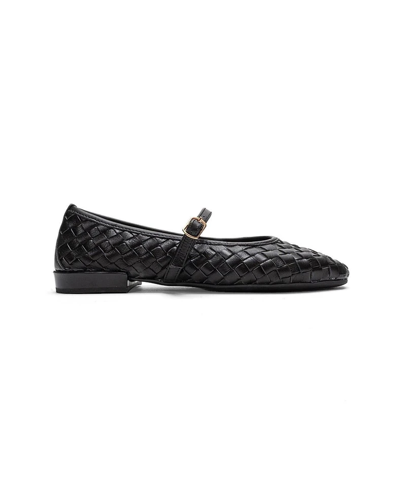 Forever & Always Shoes Women's Yevora Leather Woven Strap Ballet Flat