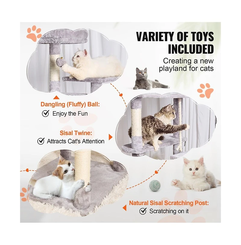 Ruie 72 Inch Tall Cat Tree with 2 Condos Hammock Sisal Posts for Large Cats