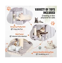 Ruie 72 Inch Tall Cat Tree with 2 Condos Hammock Sisal Posts for Large Cats