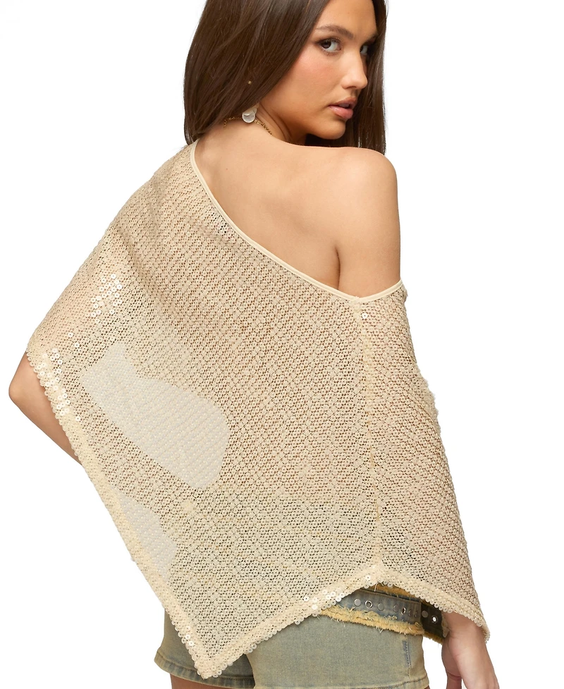 Edikted Women's Alanna Sheer Sequin Poncho