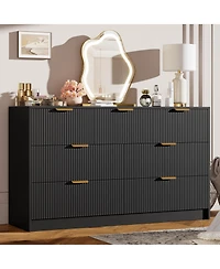 homfan Modern 7-Drawer Fluted Dresser, 54" Wide Chest with Metal Handles, Storage for Bedroom Living Room