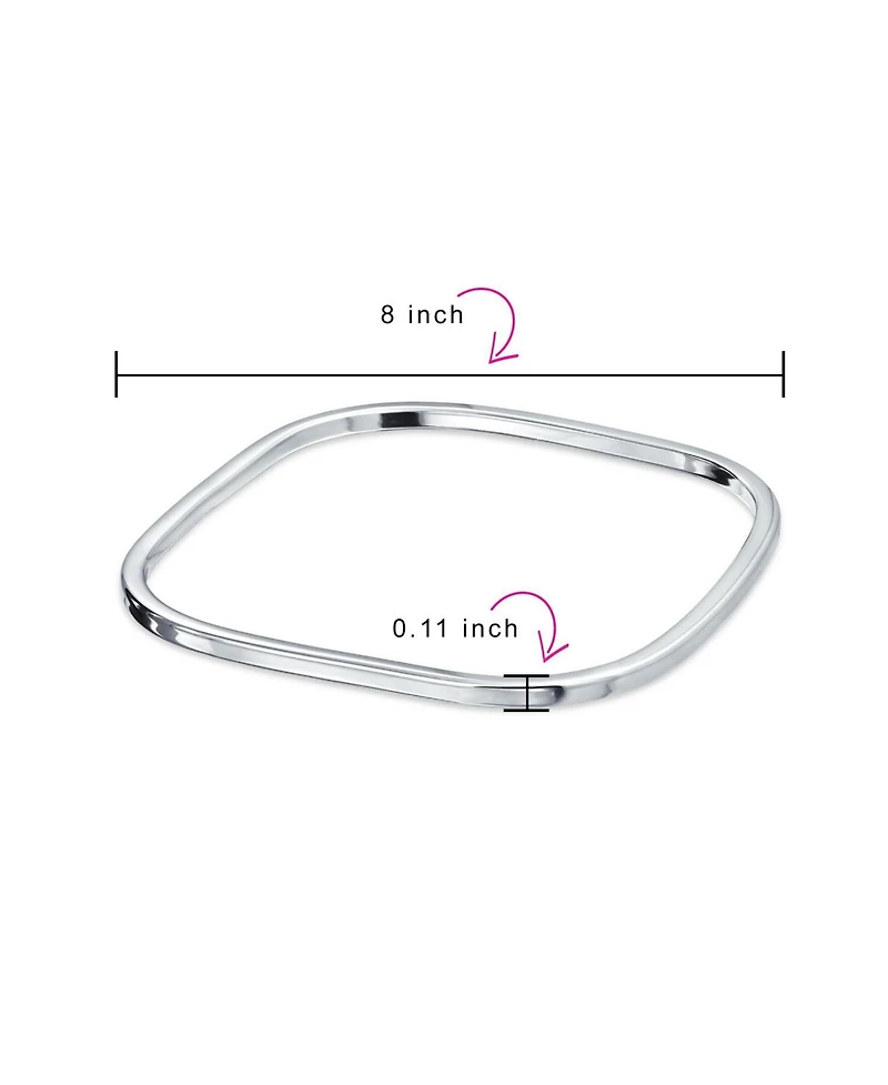 Bling Jewelry Modern Shinny Stackable Square Bangle Bracelet Soid .925 Sterling Silver