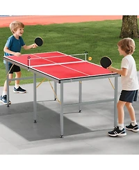 Xo 6x3 Ft Folding Ping Pong Table Set, Portable Table Tennis Table with Net, Paddles and Balls, Space-Saving Indoor Outdoor Game Table