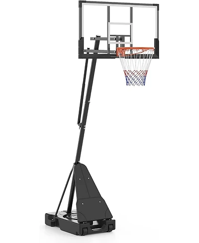 Xo 48" Portable Basketball Hoop, Height Adjustable System with Shatterproof Backboard, Mobile Wheels Base for Backyard Driveway Indoor