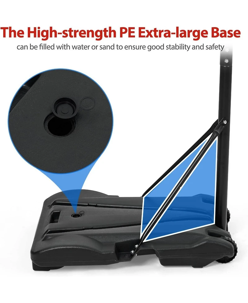 Xo 5-7FT Adjustable Kids Basketball Hoop, 28" Backboard with Wheels Base for Backyard Driveway Indoor Play