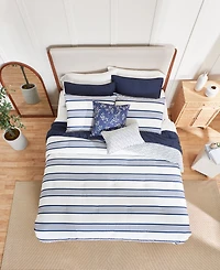 Anne Klein Archer Stripe Cotton Blend -Piece Comforter Set