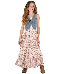 Rare Editions Girls' 7-16 Short-Sleeve Vest and Dress, 2-Piecee Set