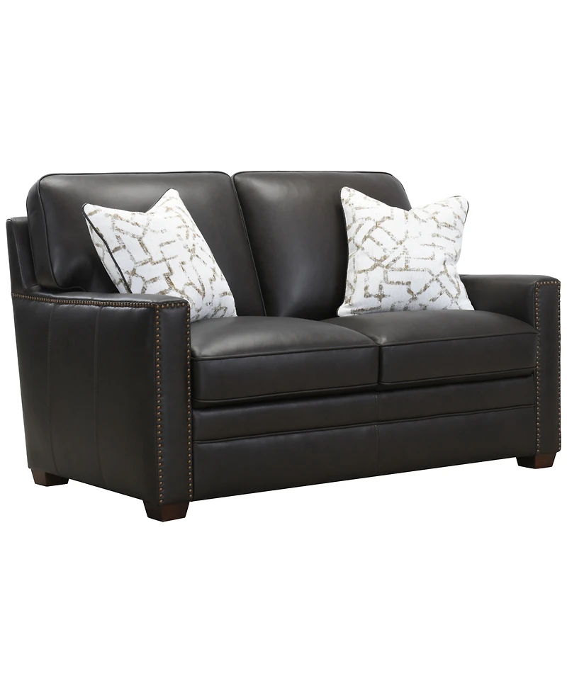 Gaspare 64" Leather Loveseat, Macy's Exclusive