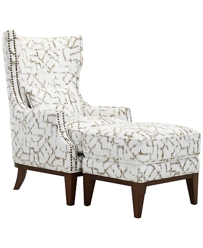 Gaspare 2-Piece Fabric Wing Chair and Ottoman Set, Macy's Exclusive