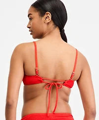 California Waves Women's Popcorn Scrunch Tie-Back Bikini Top