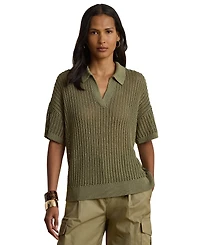 Lauren Ralph Petite Mesh Short-Sleeve Sweater