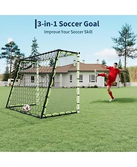 Xo 5-in-1 Soccer Goal , Portable Steel Frame Soccer Net with Rebounder, Collapsible Training Goal for Backyard Practice
