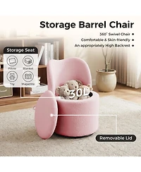 GarveeLife Swivel Barrel Vanity Chair with Hidden Storage - Upholstered Cuddly Sherpa Stool - Padded Seat and Backrest