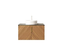 Casainc 30" Wall-Mounted Bathroom Vanity with Ceramic Sink and Sintered Stone Countertop, Double-Door Storage Cabinet