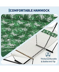 gaomon 450 Lbs Capacity, 2 Person Outdoor Hammock for Patio, Backyard, Garden, Beach, With Leaves Pattern