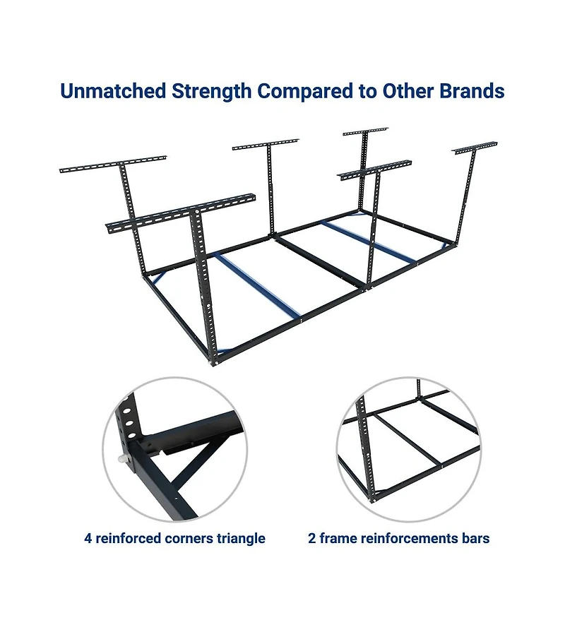 Fleximounts 4x8 Overhead Garage Storage Rack without Decking, Lite Series