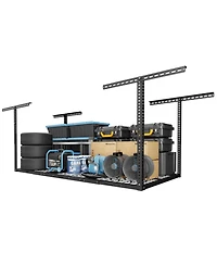 Fleximounts 3x6 Overhead Garage Storage Rack, Heavy-Duty Metal Ceiling Racks, Hammertone, Classic Series