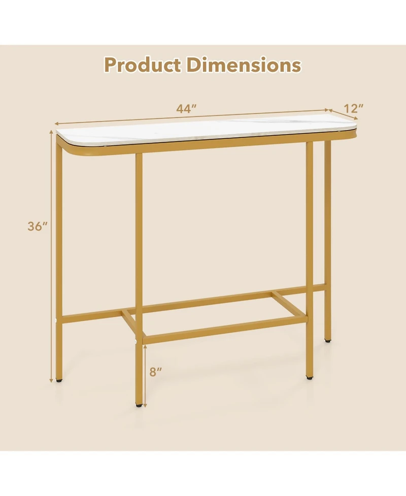Slickblue Entryway Console Table with Faux Marble Top and Metal Frame