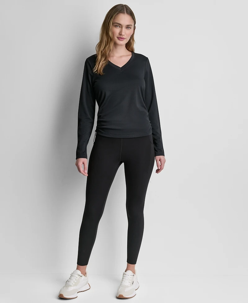 Dkny Sport Women's Long-Sleeve Ruched Tech Top