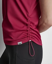 Dkny Sport Women's Ruched Side Seams V-Neck Tech T-Shirt