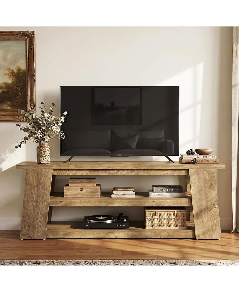 Tribesigns 3-Tier Tv Stand with Storage for 65 Inch Tv, Entertainment Center with Shelves, for Living Room, Apartment