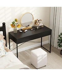 Slickblue Compact Home Office Desk with 2 Drawers and Metal Frame