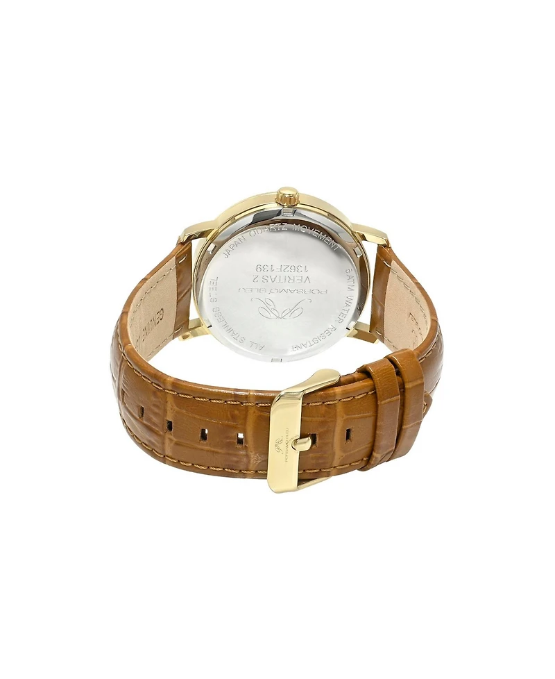 Porsamo Bleu Men's Veritas 2 Genuine Leather Band Watch 1362FVEL