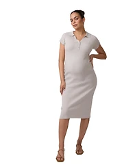 Ingrid + Isabel Maternity Short Sleeve Collared Sweater Dress